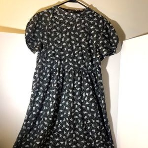 SO midi dress short sleeve size L black white blue cottagecore barbiecor…